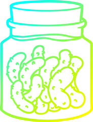 cold gradient line drawing cartoon pickled gherkins