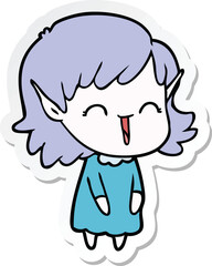 sticker of a cartoon elf girl