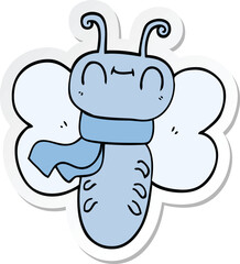 sticker of a funny cartoon butterfly