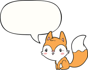 cute cartoon fox and speech bubble