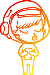 warm gradient line drawing cartoon pretty astronaut girl