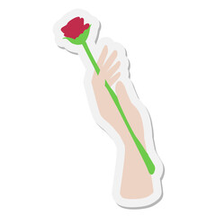 hand holding rose sticker