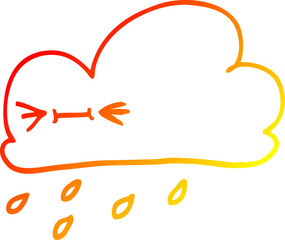 warm gradient line drawing cartoon happy grey cloud