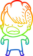 rainbow gradient line drawing cartoon cool hipster girl talking