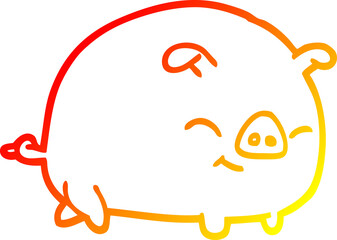 warm gradient line drawing cartoon pig