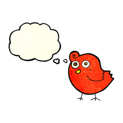 funny cartoon bird with thought bubble