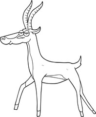 black and white cartoon gazelle