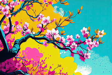 Obraz na płótnie Canvas Pop art background for spring, Generative AI