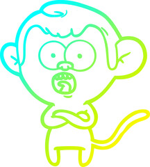 cold gradient line drawing cartoon shocked monkey