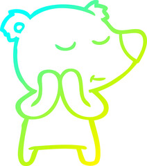 cold gradient line drawing happy cartoon polar bear