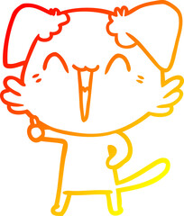 warm gradient line drawing happy little dog cartoon