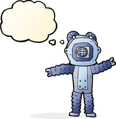 cartoon deep sea diver with thought bubble