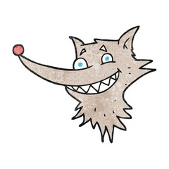 textured cartoon grinning wolf face