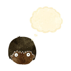 cartoon curious boy with thought bubble