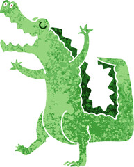 quirky retro illustration style cartoon crocodile