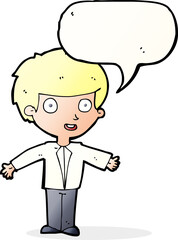cartoon happy boy with speech bubble