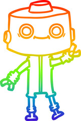 rainbow gradient line drawing cartoon robot