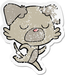 distressed sticker of a cartoon dog