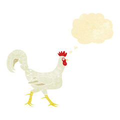 cartoon cockerel with thought bubble