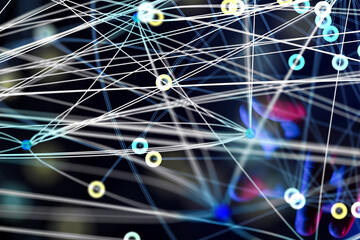 Global network. Blockchain. 3D illustration. Neural networks and artificial intelligence. Abstract  - 3D digital