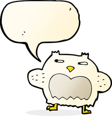 cartoon suspicious owl with speech bubble