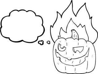 thought bubble cartoon flaming halloween pumpkin