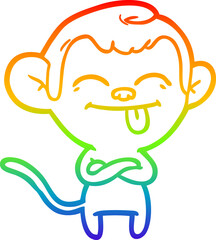 rainbow gradient line drawing funny cartoon monkey