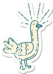 grunge sticker of tattoo style sea bird