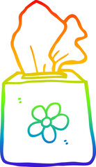rainbow gradient line drawing cartoon tissue box