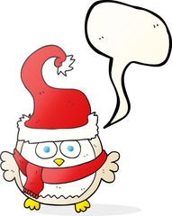 speech bubble cartoon owl wearing christmas hat