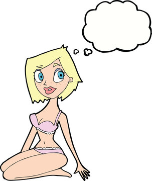 recommend clip art: cartoon pretty woman in underwear with thought bubble