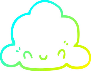 cold gradient line drawing cartoon cloud