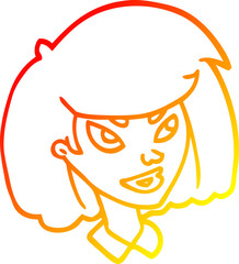 warm gradient line drawing cartoon face girl