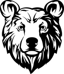 Head of bear. Abstract character illustration. Graphic logo design template for emblem. Image of portrait. 