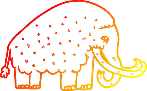 recommend clip art: warm gradient line drawing cartoon mammoth