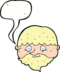 cartoon bearded man with speech bubble