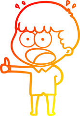 warm gradient line drawing cartoon shocked man