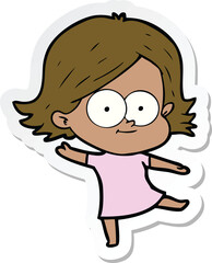 sticker of a happy cartoon girl