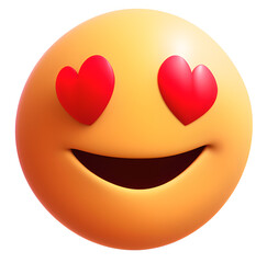 happy falling in love emoji with heart eyes isolated on white background generative ai funny smiley