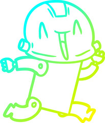 cold gradient line drawing cartoon robot