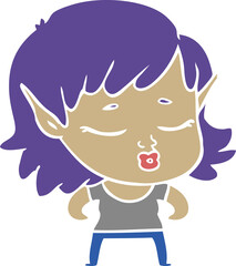 pretty flat color style cartoon elf girl
