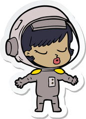 Obraz premium sticker of a cartoon pretty astronaut girl