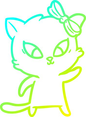 cold gradient line drawing cartoon cat