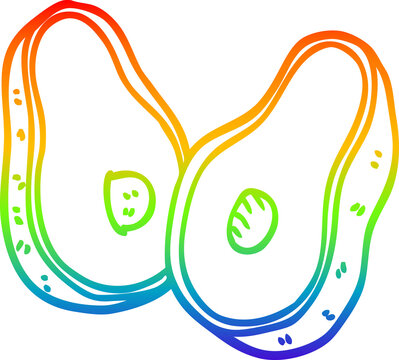 recommend clip art: rainbow gradient line drawing carton avocado