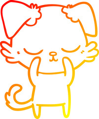 warm gradient line drawing cute cartoon dog