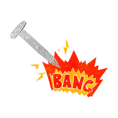 retro cartoon struck nail