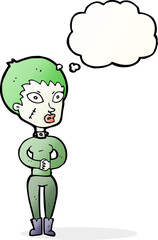 cartoon zombie girl with thought bubble