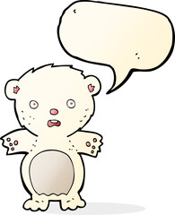 frightened polar bear cartoon with speech bubble