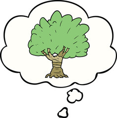cartoon tree and thought bubble