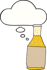 cartoon beer bottle and thought bubble